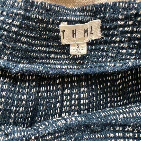 THML Anthropologie Blue Pom Pom Romper W/Embroidery & Pockets size: xs - Picture 8 of 8